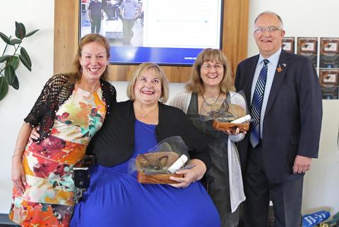 Monica Kay, DEHR Director, Award Recipient - Dr. Linda Derksen, Accolades Recipient - Mary Stasiuk, Dr. Ralph Nilson, VIU President