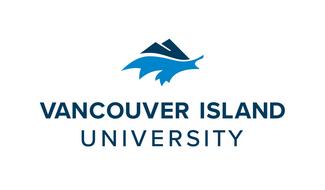 Vancouver Island University logo with a graphic of a mountain on top of waves.